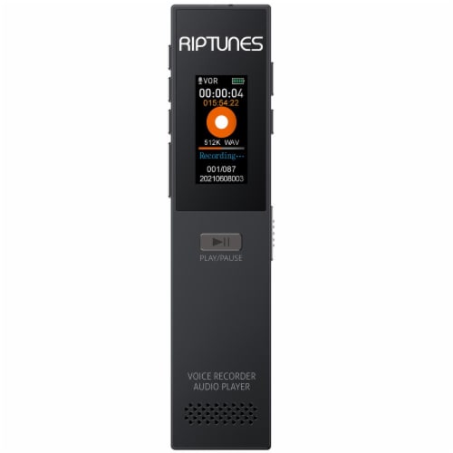 32GB Digital Voice Recorder and MP3 Player, Record, Audio Playback, Built-In Speaker Perspective: front