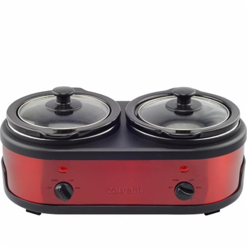 Courant 3.2 QT (1.6-QT Each Pot) Double Slow Cooker - Red, 1