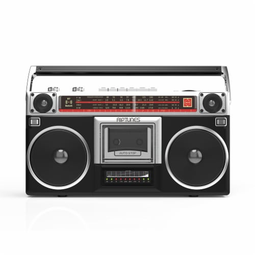 Riptunes Radio Cassette Stereo Boombox With Bluetooth Audio - Black