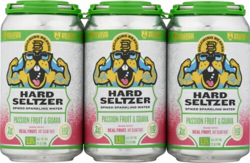 Belching Beaver Passion Fruit & Guava Hard Seltzer Perspective: front