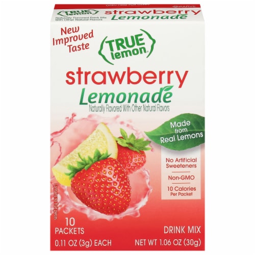 True Lemon® Strawberry Lemonade Drink Mix Packets Perspective: front