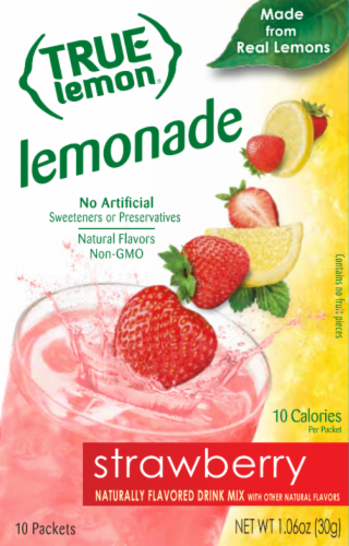 True Lemon Strawberry Lemonade Drink Mix Packets Perspective: front