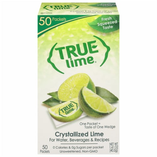 True Lime® Packets Crystallized Lime For Water tea and Recipes Perspective: front