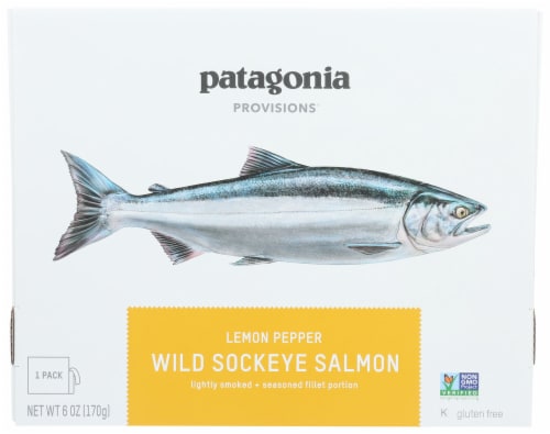 Patagonia Provisions Lemon Pepper Wild Sockeye Salmon Perspective: front