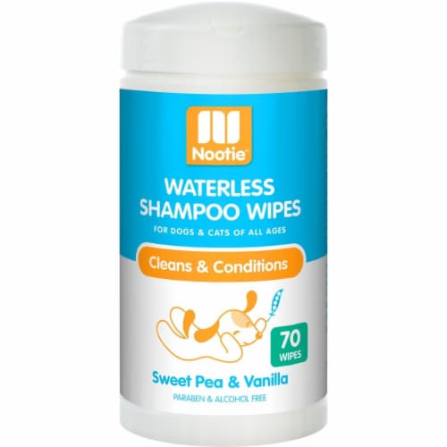 Nootie 64102202 Sweet Pea & Vanilla Dog & Cat Waterless Shampoo Wipes - 70 Count Perspective: front