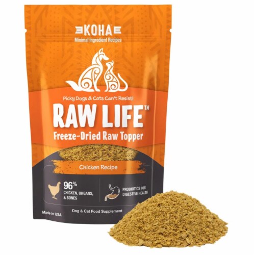 Koha 811048023261 Grain Free Raw Freeze Dried Topper Chicken Dog & Cat Food - 8 oz Perspective: front