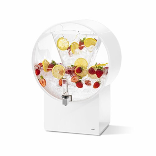 Rosseto LD182 5 gal Acrylic Beverage Dispenser Lucid Barrel, White Perspective: front