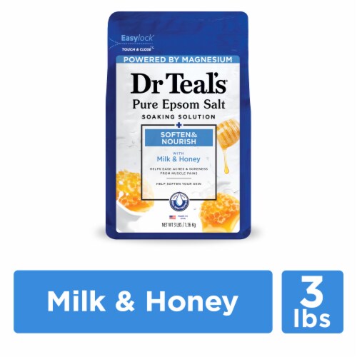 Dr Teal's® Soften & Nourish Epsom Salt Magnesium Soak with Milk and Honey Perspective: front