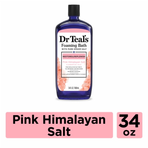 Dr Teal's® Restore & Replenish Pink Himalayan Salt with Pure Epsom Salt Foaming Bath Perspective: front