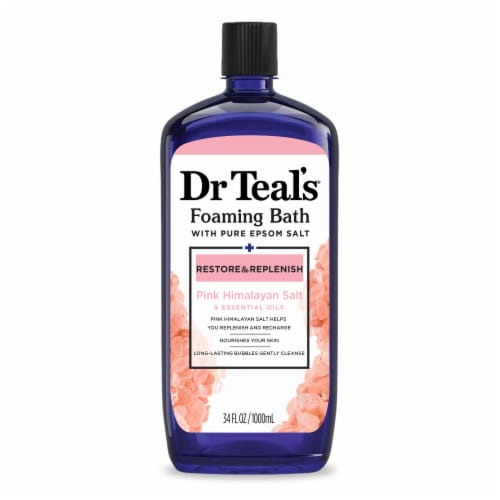 Dr Teal's® Restore & Replenish Pink Himalayan Salt with Pure Epsom Salt Foaming Bath Perspective: front