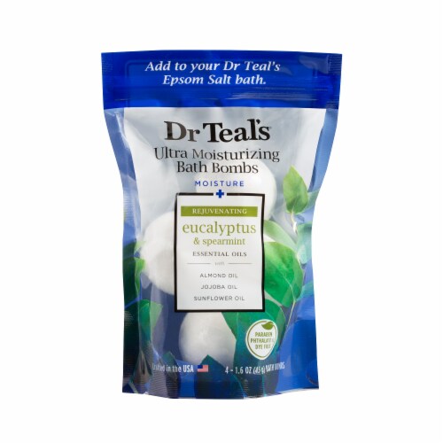 Dr Teal's Eucalyptus and Spearmint Ultra Moisturizing Bath Bombs Perspective: front