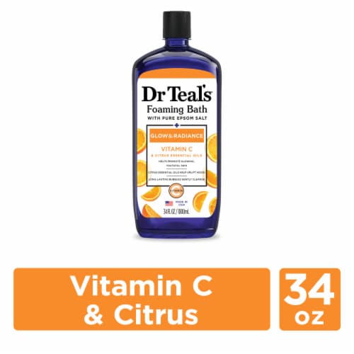 Dr Teal's® Vitamin C Glow & Radiance Pure Epsom Salt Foaming Bath Perspective: front