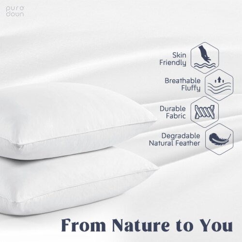 Goose Feather and Down White Pillow Inserts, 100% Cotton Fabric