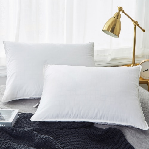 White Goose Feather Down Pillows, Pillowinapillow Design, 300TC Cotton Cover, Queen Fry’s