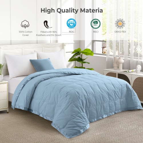 White Down Blanket Lightweight Soft Summer Blanket Cotton Cover