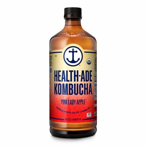 Health-Ade Pink Lady Apple Bubbly Probiotic Tea Perspective: front