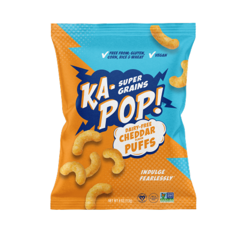 Ka-Pop™ Dairy Free Cheddar Puffs Chips Perspective: front