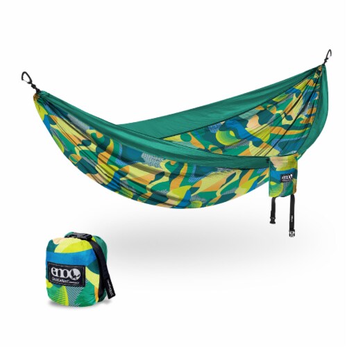ENO DoubleNest Hammock - Lightweight, Portable, 1 To 2 Person Hammock For Camping Hiking Backpacking Travel A Festival Or The Beach Synthwave Sapphire