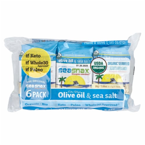 Seasnax Organic Seaweed Snack - Original - Case of 12 - 1.08 oz