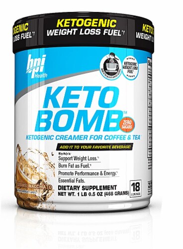 BPI  Sports KETO BOMB™ Ketogenic Creamer For Coffee & Tea   Caramel Macchiato Perspective: front