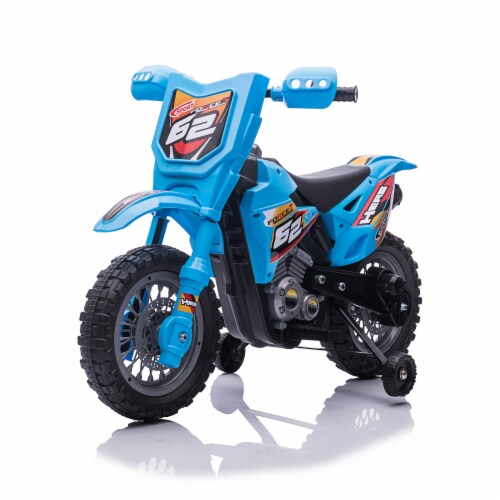 Blazin' Wheels Blue 6V Ride On Dirt Bike Perspective: front