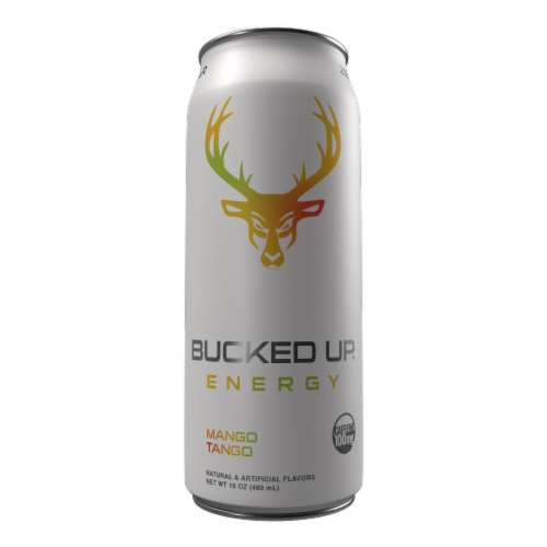 Bucked Up Energy® Low-Stim Mango Tango Energy Drink Perspective: front