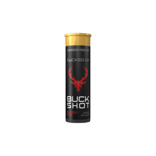 Bucked Up Buck Shot Blood Raz High-Powered Energy Shot Perspective: front