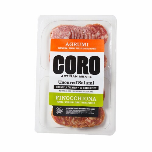 Coro Uncured Salami Finocchiona Perspective: front