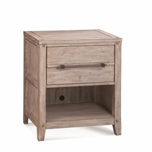 American Woodcrafters Aurora White washed Wood 1 drawer Nightstand