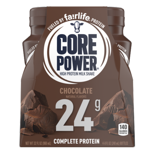 Core Power Chocolate High Protein Milk Shakes Perspective: front