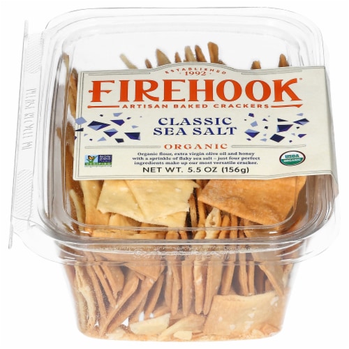 Firehook Organic Classic Sea Salt Artisan Baked Crackers 5.5 oz Perspective: front