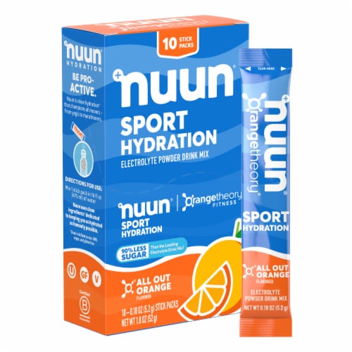 Nuun Sport Electrolyte Powder Packets, All Out Orange Flavor Perspective: front