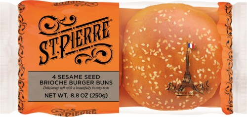 St Pierre® Sesame Seed Brioche Burger Buns Perspective: front