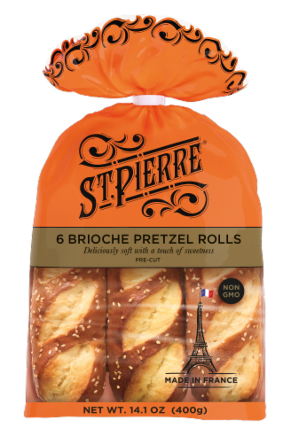 St Pierre® Pre-Cut Brioche Pretzel Rolls Perspective: front