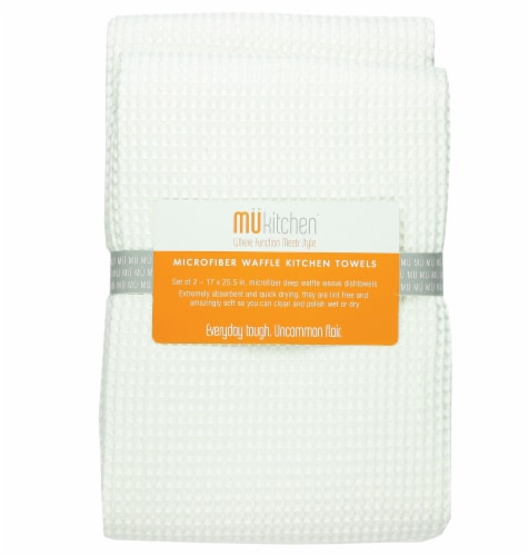 Mu Kitchen 6648-0901 Muwaffle Dish Towel White Perspective: front