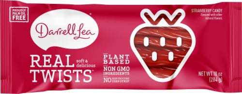 Darrell Lea Real Twists Strawberry Candy Perspective: front