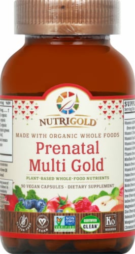 NutriGold Organic Prenatal Multi Gold Dietary Supplement Perspective: front