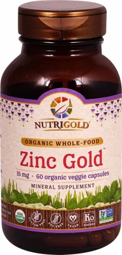 NutriGold Zinc Gold Veggie Capsules 15mg Perspective: front