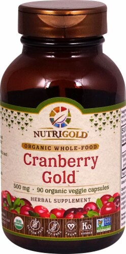 NutriGold Cranberry Gold Veggie Capsules 500mg Perspective: front