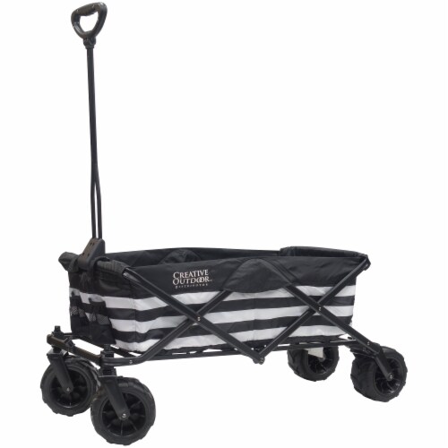 Creative Outdoor All-Terrain Folding Wagon - Black/White Perspective: front