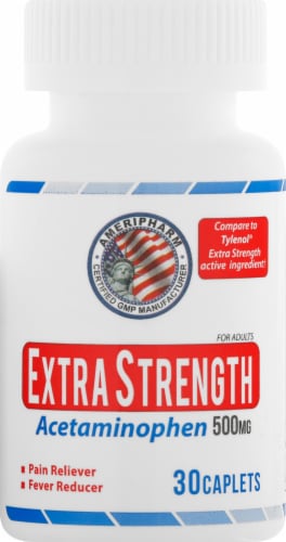 AmeriPharm Extra Strength Acetaminophen Tablets 500mg Perspective: front