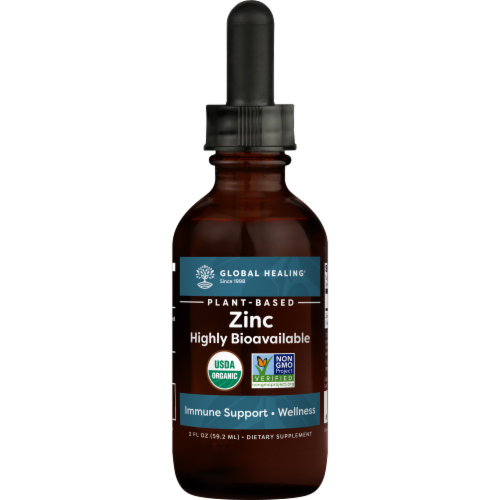 Global Healing® Plant-Based Liquid Zinc Perspective: front