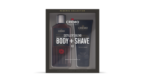 Cremo Distiller's Blend Men's Body Wash and Shave Cream Kit Perspective: front