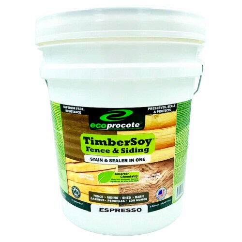 EcoProCote TimberSoy Non Toxic All in 1 Wood Stain & Sealer, Espresso, 5 Gallon Perspective: front
