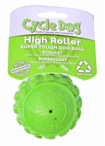 Cycle Dog® Ecolast High Roller Super Tough Dog Ball - Green Perspective: front