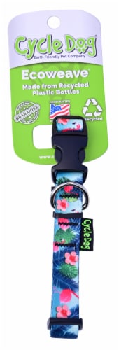 Cycle Dog® EcoWeave® Skinny Width Flamingo Print Dog Collar Perspective: front