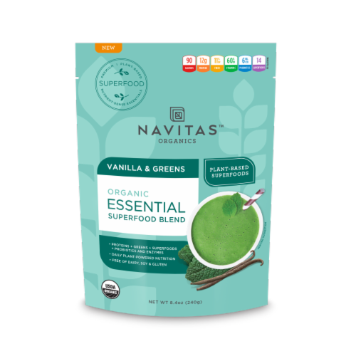 Navitas Organics Vanilla & Greens Essential Blend Perspective: front