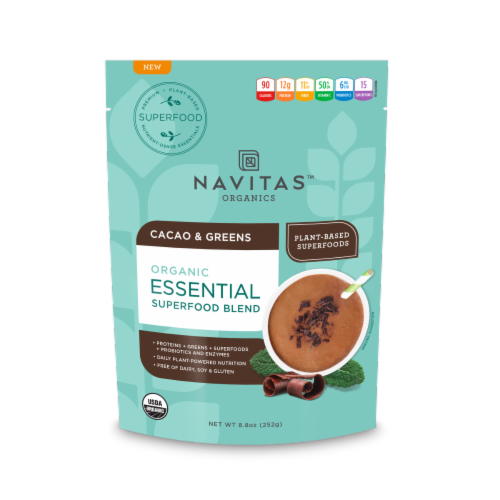 Navitas™ Organics Cacao and Greens Essential Superfood Blend Perspective: front