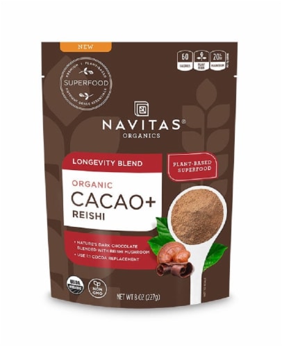 Navitas Organics Cacao Plus Longevity Powder Perspective: front