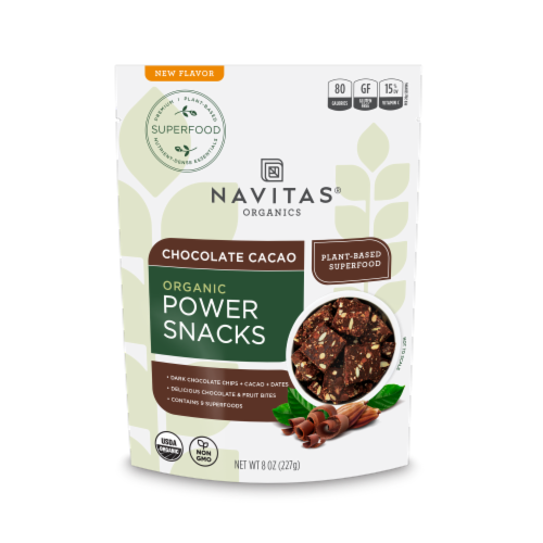 Navitas Organics Chocolate Cacao Power Snacks Perspective: front